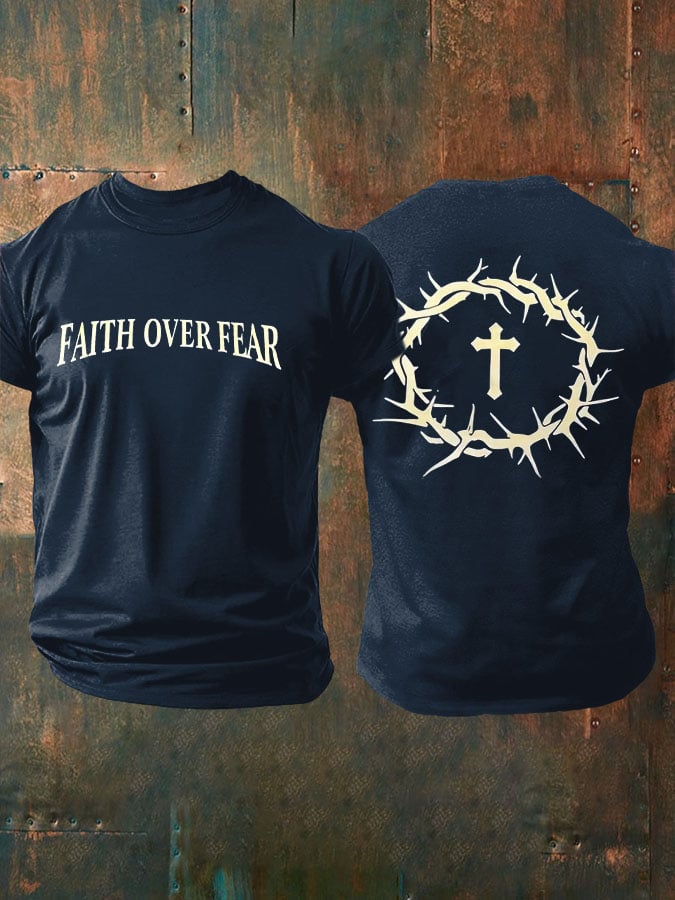 🔥Hot Sale Picks 🔥Men's Faith Over Fear Printed Casual T-Shirt