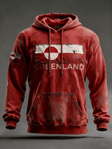 Men's Retro Greenland Print Raglan Sleeve Hoodie