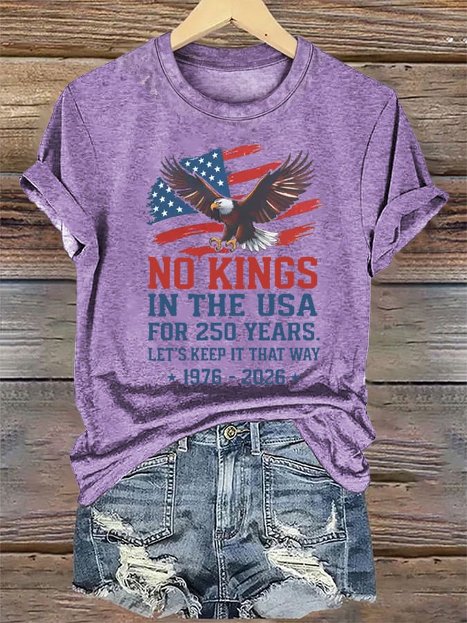🔥Buy 3 Get 15% Off🔥Women's  No Kings USA Patriotic Tee ,250 Years of Democracy printed T-shirt