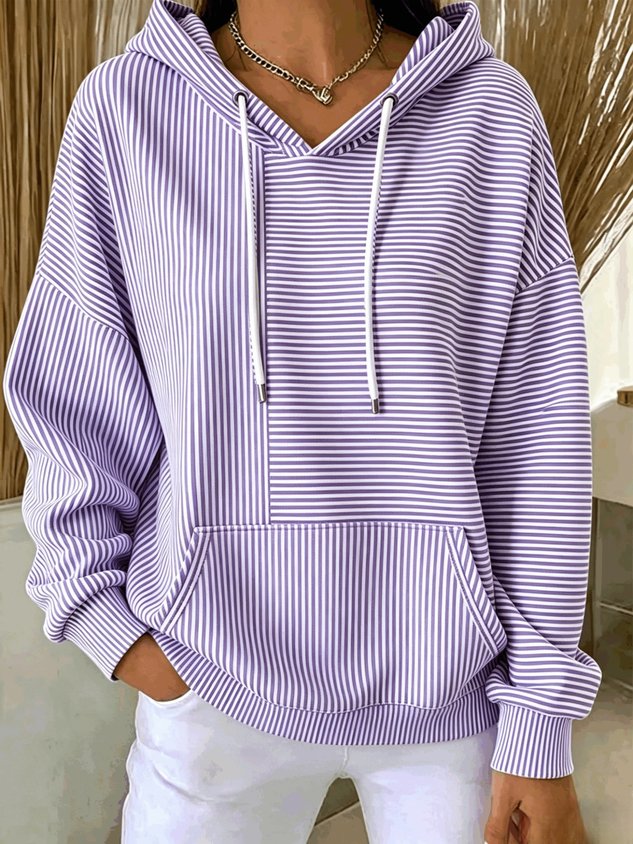 New Arrivals🔥Women Striped Long Sleeve Casual Daily Spring/Fall Hoodie