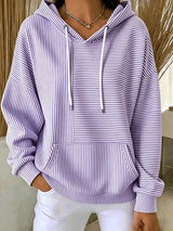 New Arrivals🔥Women Striped Long Sleeve Casual Daily Spring/Fall Hoodie