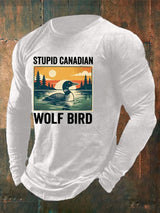 Men's Stupid Canadian Wolf Bird  T-Shirt