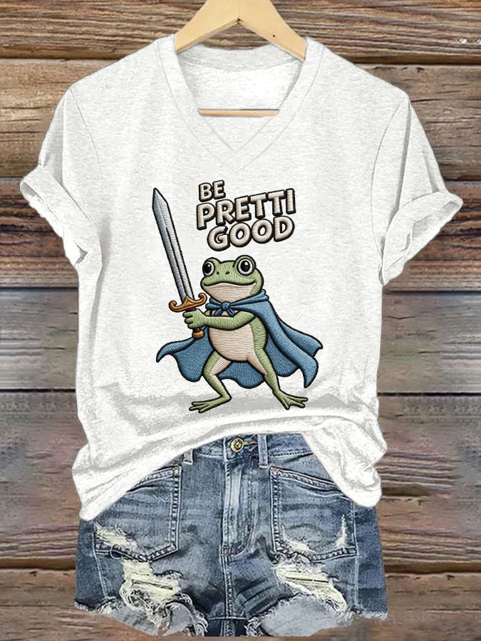 Women's casual Be Pretty Good frog T-shirt