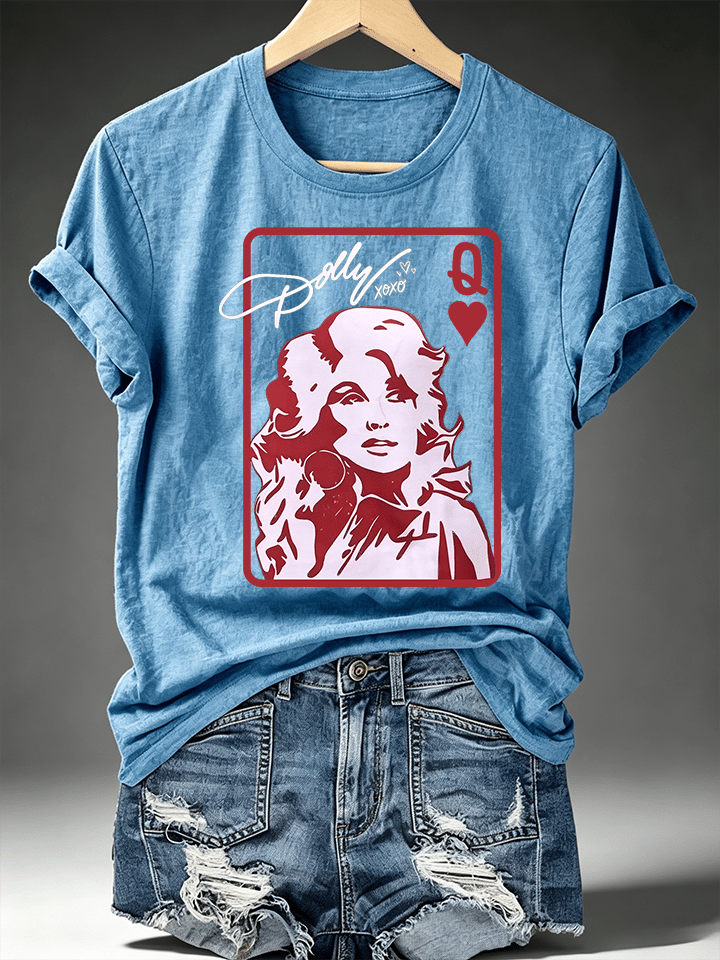 Women's Queen of Hearts Shirt Country Music Graphic Print T-Shirt