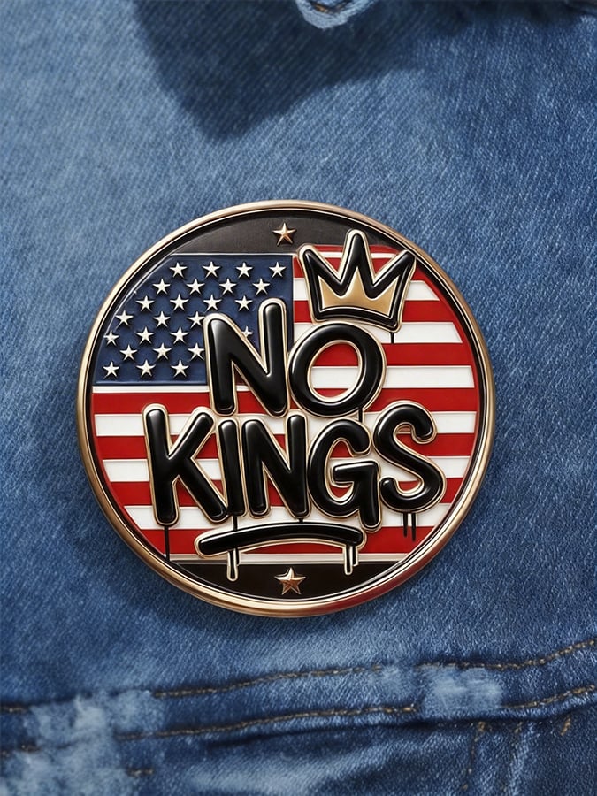 Unisex Retro No Kings Day March 28 2026 Print Pin-Back Button