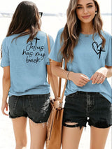 Women's Faith in Jesus Cross Round Neck Short Sleeve T-shirt