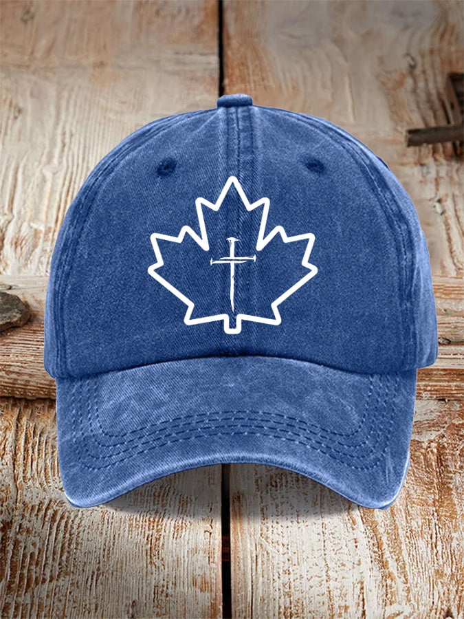 Unisex Leaf Cross Print Baseball Cap