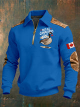 Men's casual Canadian Print Zipper Sweatshirt