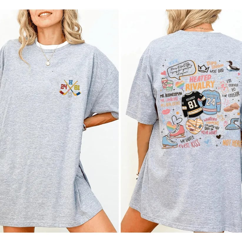 Hockey Romance Print Casual T Shirts