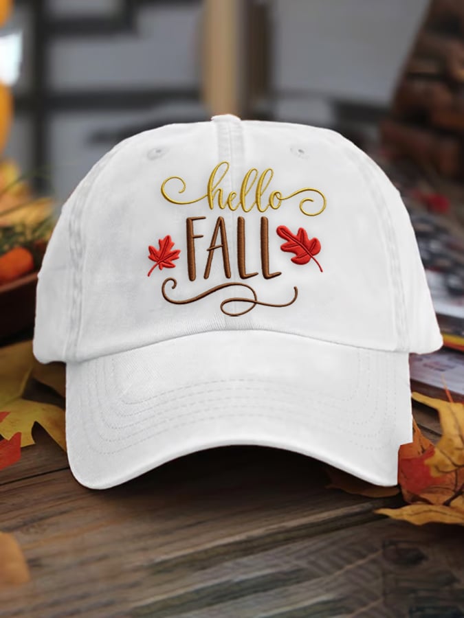 Hello Fall Print Baseball Cap