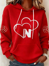 Women's Vintage  Volleyball Print Hoodie