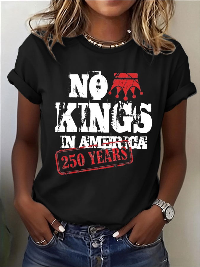 🔥Buy 3 Get 15% Off🔥Women's No Kings Print T-Shirt