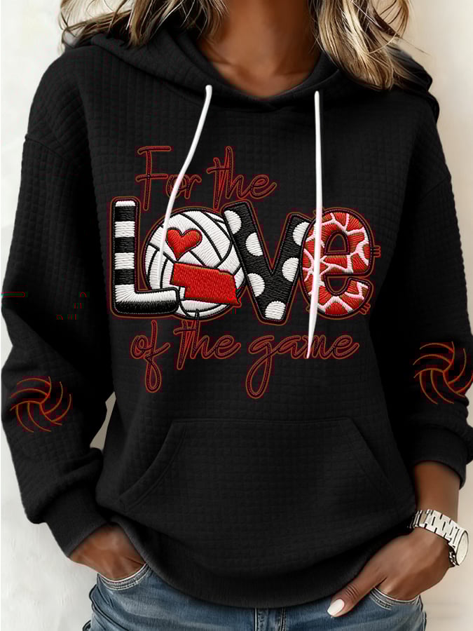 Women's Volleyball Print Casual Hooded Sweatshirt