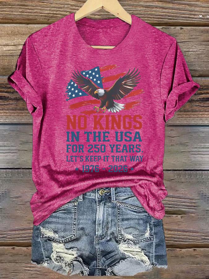 🔥Buy 3 Get 15% Off🔥Women's  No Kings USA Patriotic Tee ,250 Years of Democracy printed T-shirt