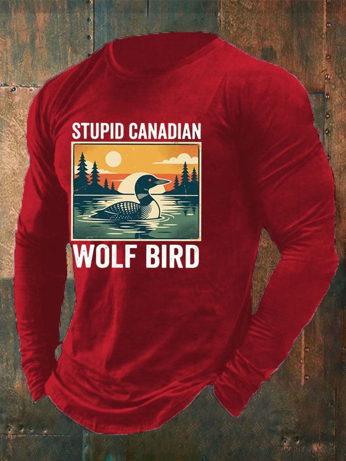 Men's Stupid Canadian Wolf Bird  T-Shirt