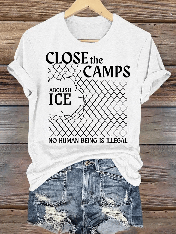 Women's  Abolish ICE  Close The Camps Print  T-Shirt