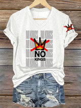 🔥Buy 3 Get 15% Off🔥V-Neck Retro No Kings In America Print T-Shirt