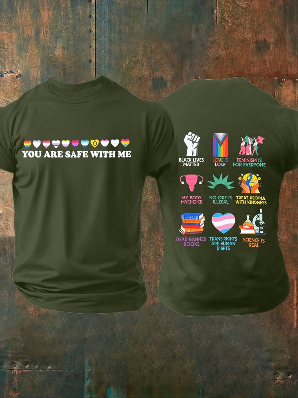 Men's  You are safe with me  Printed  T-Shirt