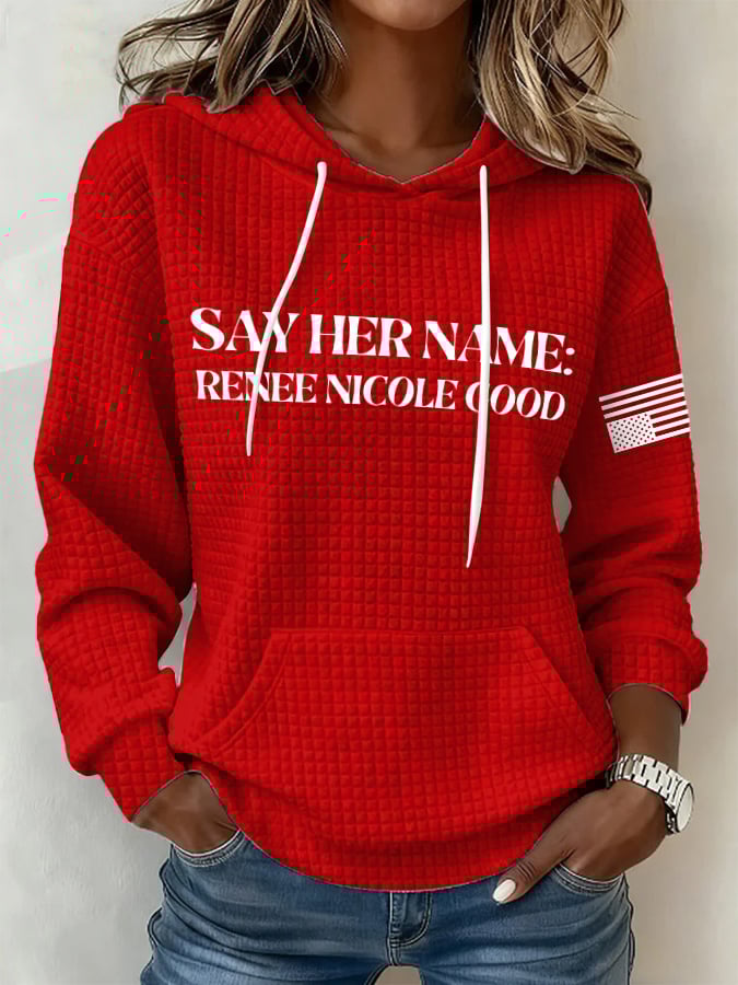 Retro Say Her Name:Renee Nicole Good Print Hoodie