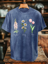 Unisex Floral Fdt Washed Cotton T-Shirt