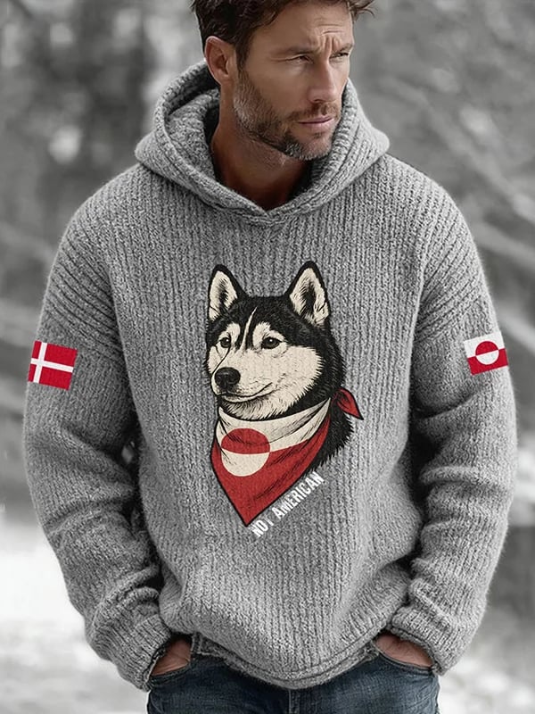 Men's Retro Greenland Dog Not American Print Hoodie