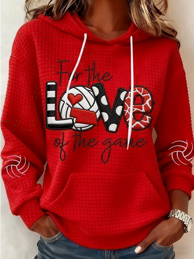 Women's Volleyball Print Casual Hooded Sweatshirt