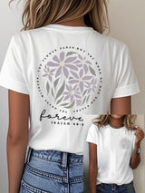 Women's “The Grass Withers, The Flowers Fade, But The Word Of Our God Will Stand Forever, Isaiah 40:8 Bible” Print Casual T-Shirt