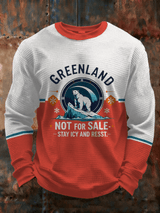 Men's Retro Greenland Not For Sale Stay Icy And Resist Print Casual Long-Sleeved Top