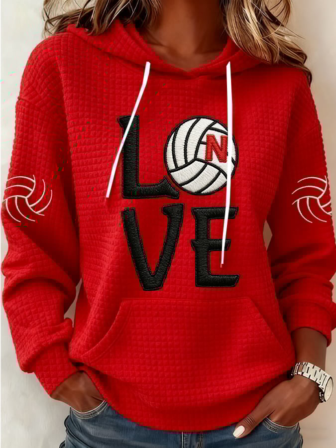 Women's Vintage  Volleyball Print Hoodie