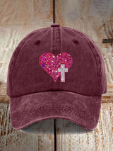 Christmas Faith Love Cross Sequin Print Baseball Cap