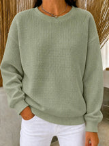 CLEARANCE SALE🔥Women's Waffle Knit Crewneck Sweatshirt