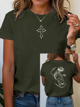 Unisex Fearless Cross Print Acid Washed T-shirt