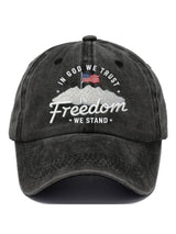 In God We Trust In Freedom We Stand Slouchy Print Baseball Cap