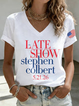 🔥Buy 3 Get 15% Off🔥V-Neck Retro Late Show 05.21.2026 Print T-Shirt