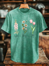 Unisex Floral Fdt Washed Cotton T-Shirt
