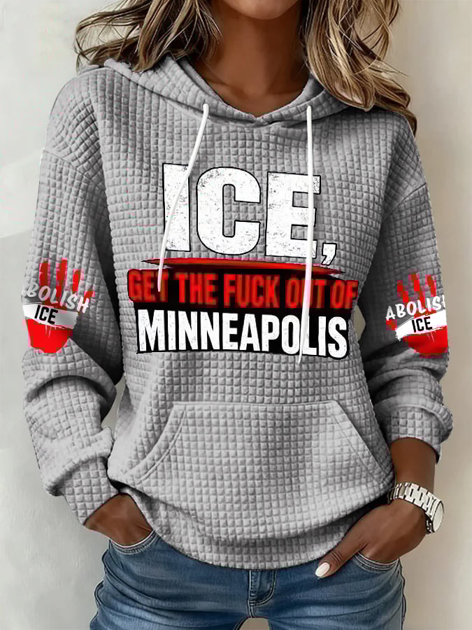 Retro Ice Get The Fuck Out Of Minneapolis  Print Hoodie
