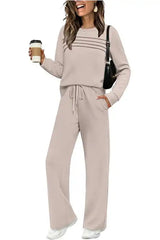 Women's Crew Neck Top & Drawstring Pants Set