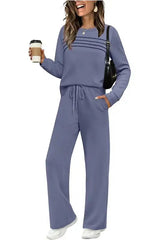 Women's Crew Neck Top & Drawstring Pants Set
