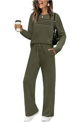 Women's Crew Neck Top & Drawstring Pants Set