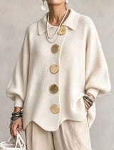 🤲LAST DAY SAVE 49% ⏰Oversized Collared Knit Cardigan With Large Metal Buttons