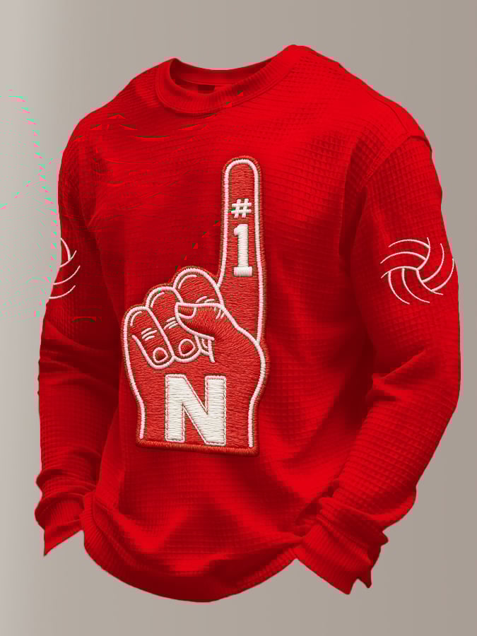 Men's Vintage Volleyball Printed Casual Long-Sleeved Top