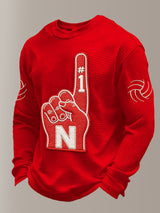 Men's Vintage Volleyball Printed Casual Long-Sleeved Top