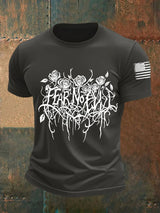 Men's Fear No Evil Gothic Christian Print Round Neck T-Shirt