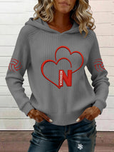 Women's Retro Volleyball Print Ribbed Hoodie
