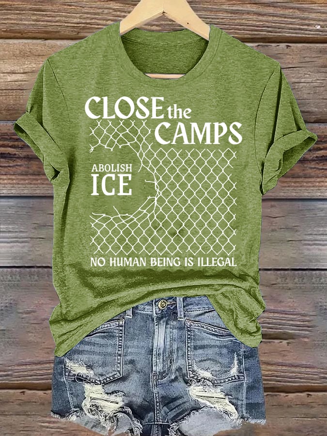 Women's  Abolish ICE  Close The Camps Print  T-Shirt