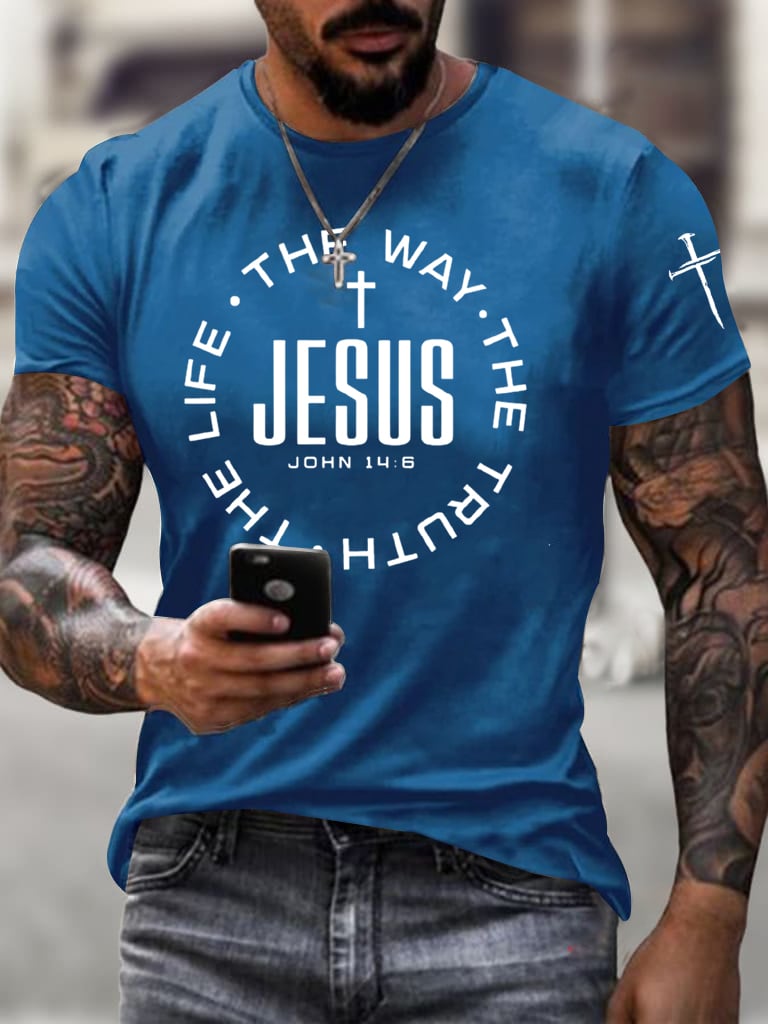 Men's Jesus The Way The Truth The Life Printed Casual T-Shirt