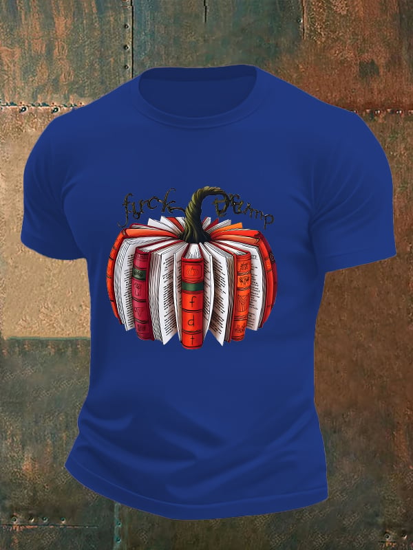 🔥Buy 3 Get 15% Off🔥Men's  Fall Book Pumpkin DTF transfer - FDT, Fall Aesthetic print  T-Shirt