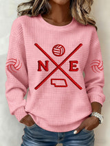 Women'S Retro Volleyball Print Long Sleeve Sweatshirt