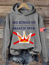 🔥Buy 3 Get 15% Off🔥Retro No Kings III 50 State Nationwide Protest March 28th Print Hoodie