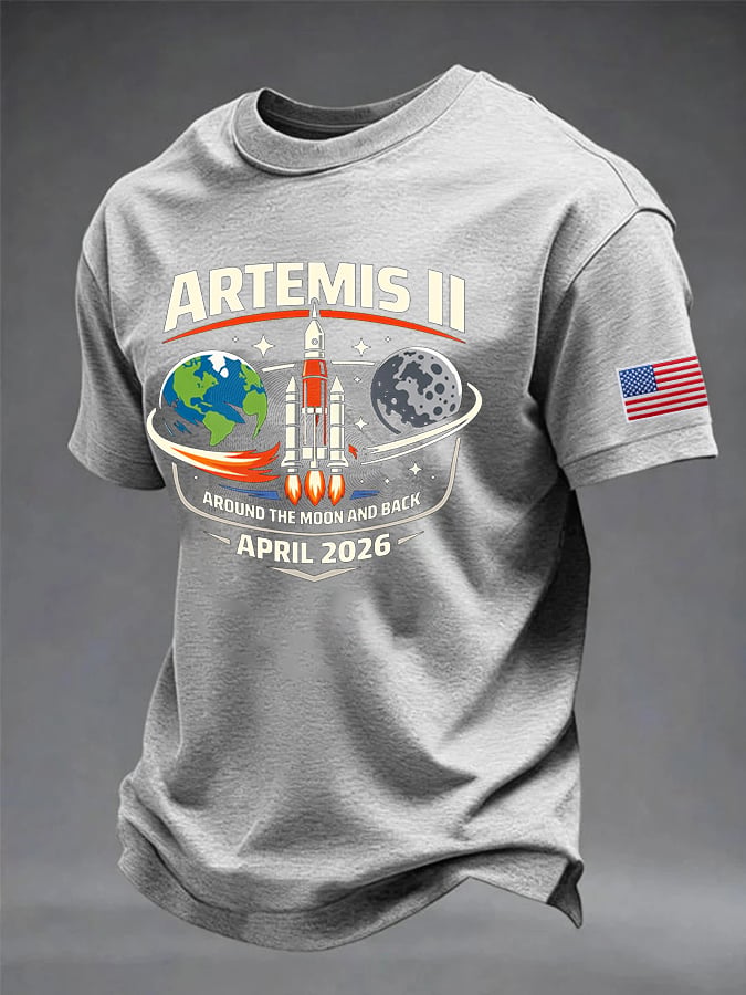 Men's To The Moon And Beyond Printed Casual T-shirt